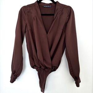 Abercrombie Long Sleeve Satin Bodysuit